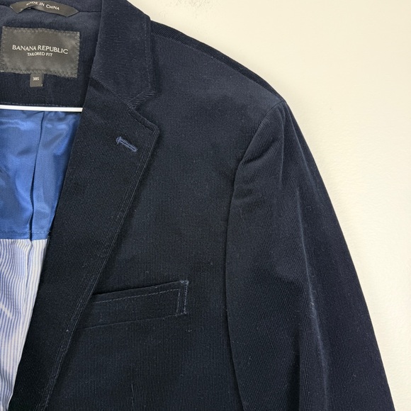Banana Republic Blue Corduroy Blazer Men’s 38 Short Tailored Fit Sport Coat - Picture 4 of 7